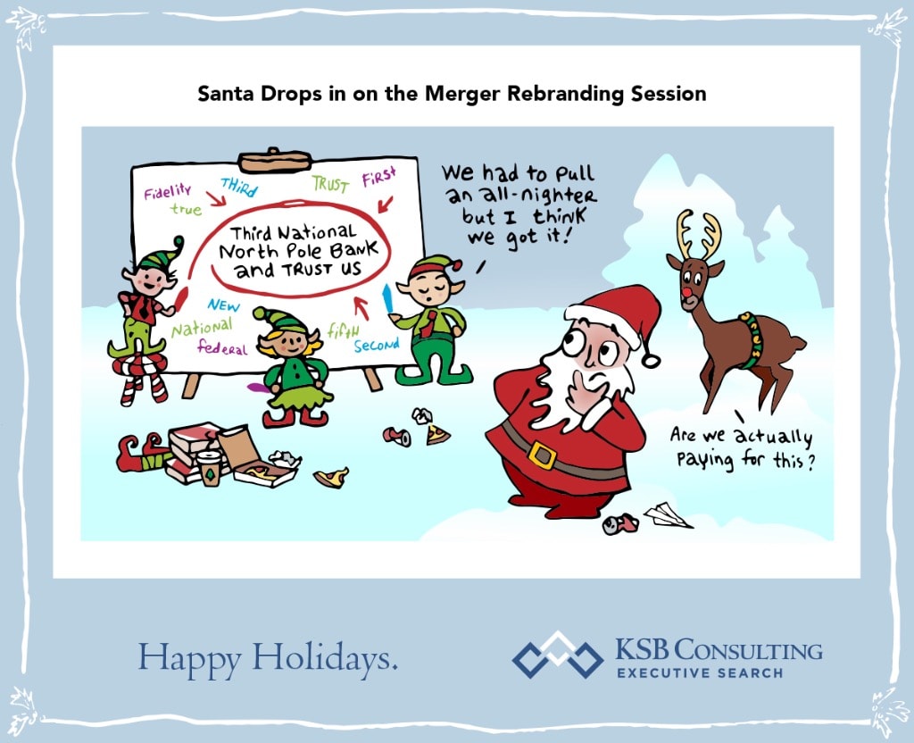 Santa Drops in on the Merger Rebranding Session